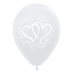 Bioloons Rundballon Samt Weiß Herz (30cm) – ideal für Hochzeit - Premium Qualität