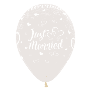 Bioloons Rundballon Kristallklar Just Married