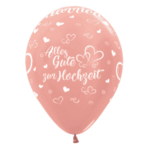 Bioloons Rundballon Roségold Metallic Alles Gute zur Hochzeit (30cm) – ideal für Hochzeit - biologisch abbaubar
