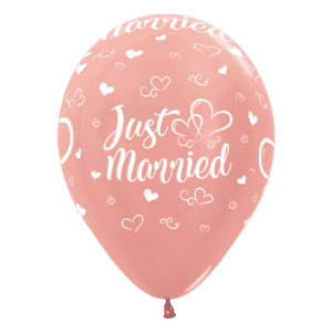 Bioloons Rundballon Roségold Metallic Just Married (30cm) – ideal für Hochzeit - biologisch abbaubar