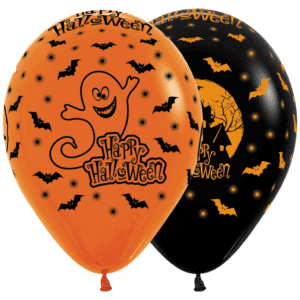 Bioloons Rundballon Orange & Schwarz Geist