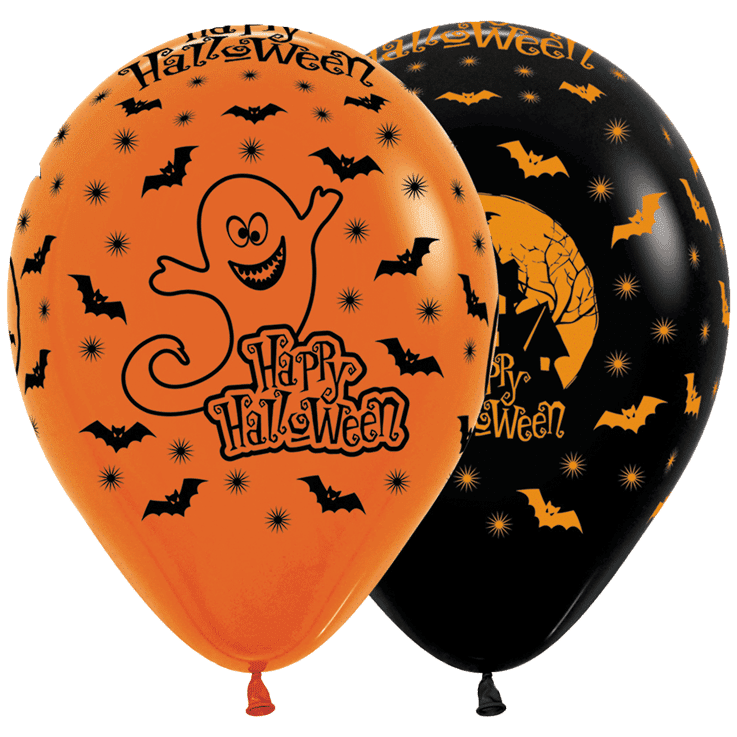 Bioloons Rundballon Orange & Schwarz Geist