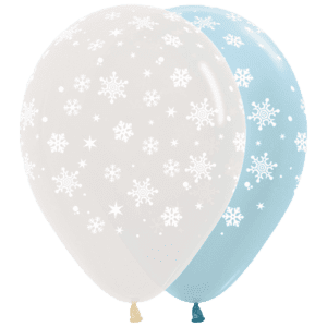Bioloons Rundballon Kristallklar & Samt Blau Schneeflocke (30cm) – ideal für Weihnachten - Nachhaltige Deko