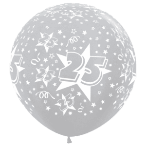 Bioloons Riesenballon Samt Silber 25 (90cm) – ideal für Geburtstag - plastikfrei verpackt