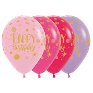 Bioloons Rundballon bunt sortiert Happy Birthday
