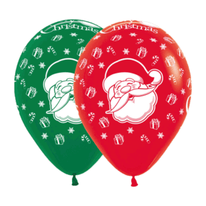 Bioloons Rundballon Rot & Waldgrün Weihnachtsmann (30cm) – ideal für Weihnachten - Frei von Schadstoffen