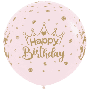Bioloons Riesenballon Pastell Rosa Happy Birthday (60cm) – ideal für Geburtstag - TÜV-zertifizierte Qualität