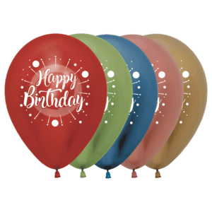 Bioloons Rundballon bunt sortiert Happy Birthday (30cm) – ideal für Geburtstag - biologisch abbaubar