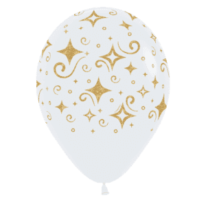 Bioloons Rundballon Weiß Diamanten