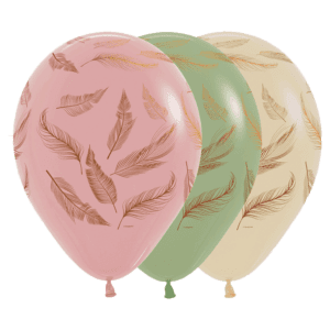 Bioloons Rundballon bunt sortiert Federn (30cm) – ideal für Dekoration - für Dekorationen