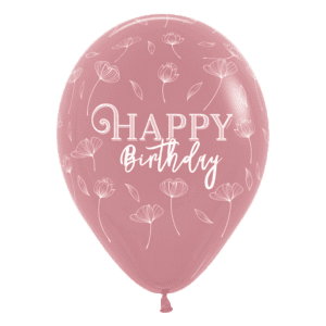 Bioloons Rundballon Altrosa Blätter