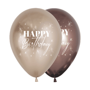 Bioloons Rundballon Chromglanz Champagner & Chromglanz Trüffel Happy Birthday