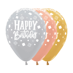 Bioloons Rundballon bunt sortiert Happy Birthday