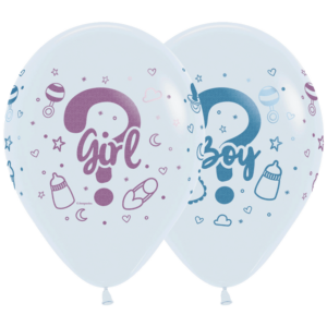 Bioloons Rundballon Weiß Boy or Girl (30cm) – ideal für Gender Reveal - biologisch abbaubar