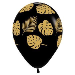 Bioloons Rundballon Schwarz Blätter (30cm) – ideal für Dekoration - für Dekorationen