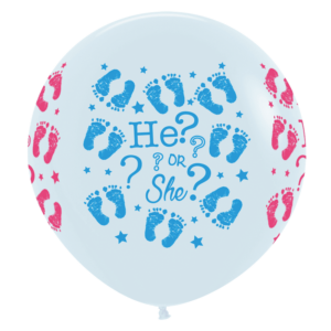Bioloons Riesenballon Weiß Boy or Girl (90cm) – ideal für Gender Reveal - TÜV-zertifizierte Qualität