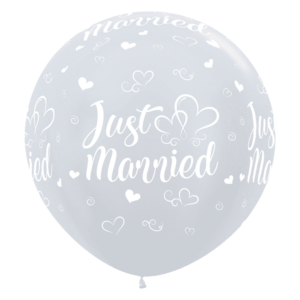 Bioloons Riesenballon Samt Weiß Just Married