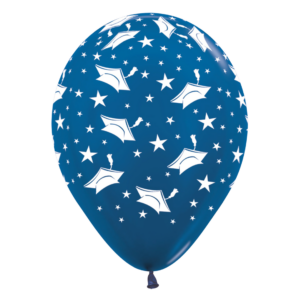 Bioloons Rundballon Blau Metallic Doktorhut (30cm) – ideal für Abschluss - TÜV-zertifizierte Qualität