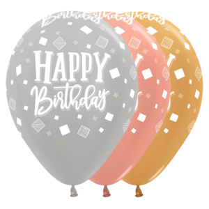 Bioloons Rundballon bunt sortiert Happy Birthday